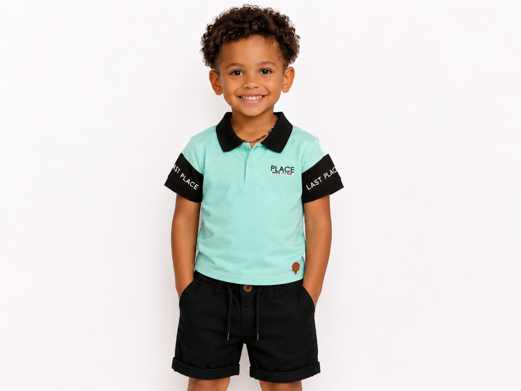 Kids Land Boys Place Polo & Black Shorts Set