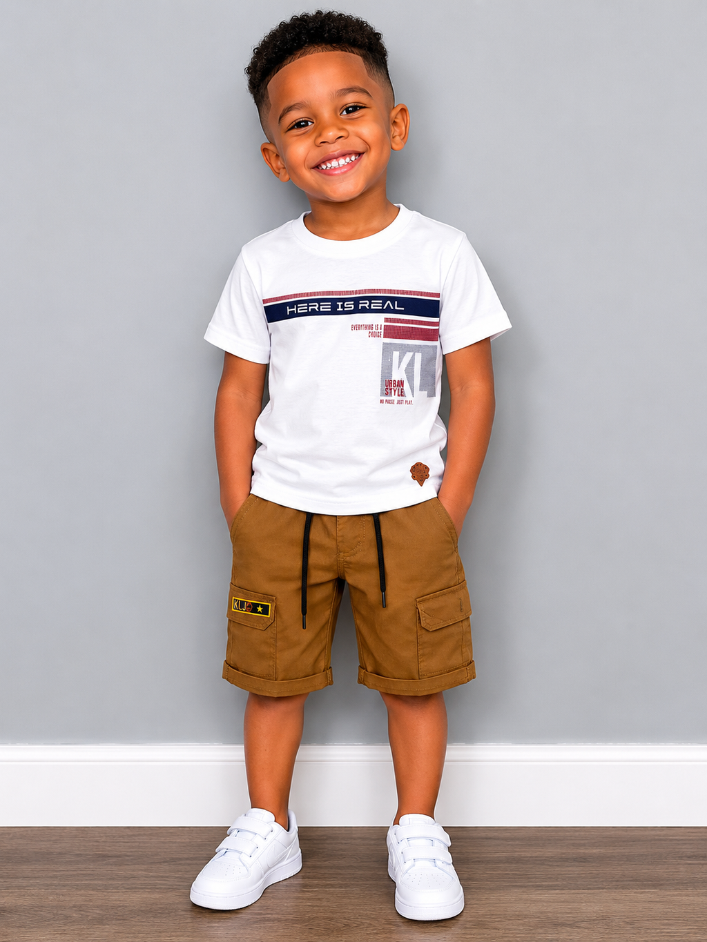 Kids Land Boys Urban Style T-Shirt & Cargo Shorts Set