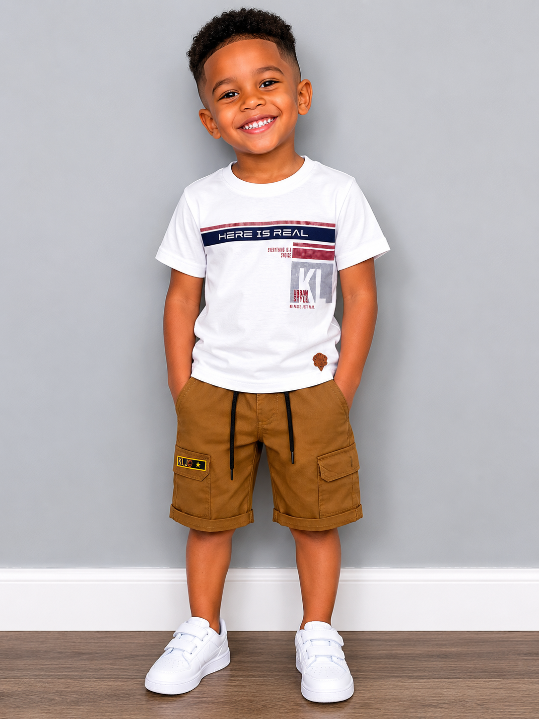 Kids Land Boys Urban Style T-Shirt & Cargo Shorts Set