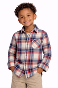 Levi's Boys' Blue, Red & White Plaid Long Sleeve Shirt