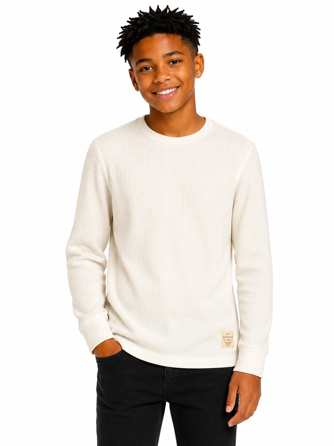 Boys' Ribbed Crew Neck Long Sleeve Sweater