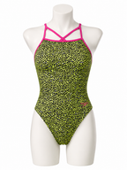 Girls Neon Leopard Print One-Piece Swimsuit