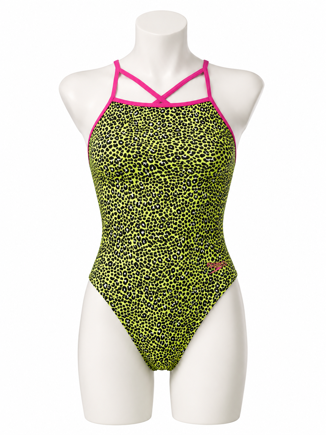 Girls Neon Leopard Print One-Piece Swimsuit