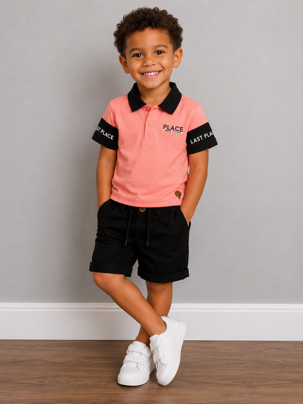 Kids Land Boys Place Polo & Black Shorts Set