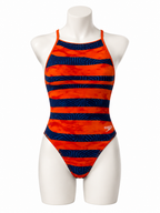 Girls Speedo Endurance+ One-Piece Swimsuit – Orange & Navy Stripe