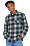 Levi's Boys' Green, White & Navy Plaid Flannel Shirt