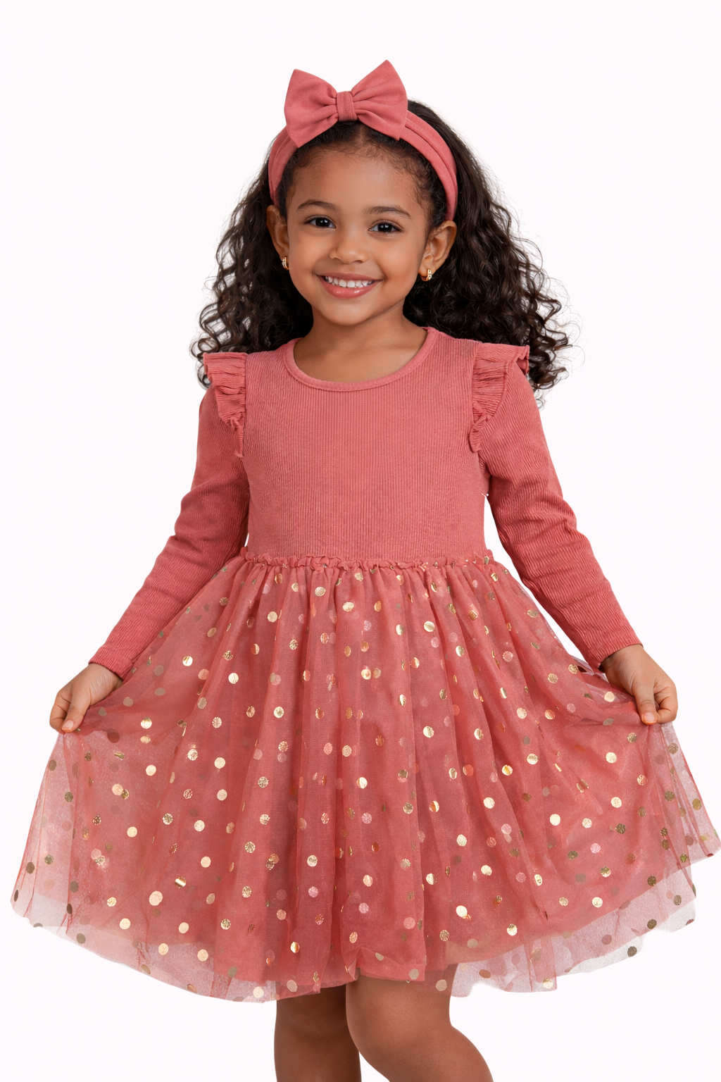 Madison Layne Girls' Long Sleeve Tulle Dress with Headband