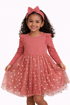 Madison Layne Girls' Long Sleeve Tulle Dress with Headband