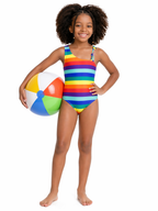 Rainbow Striped One-Piece Swimsuit