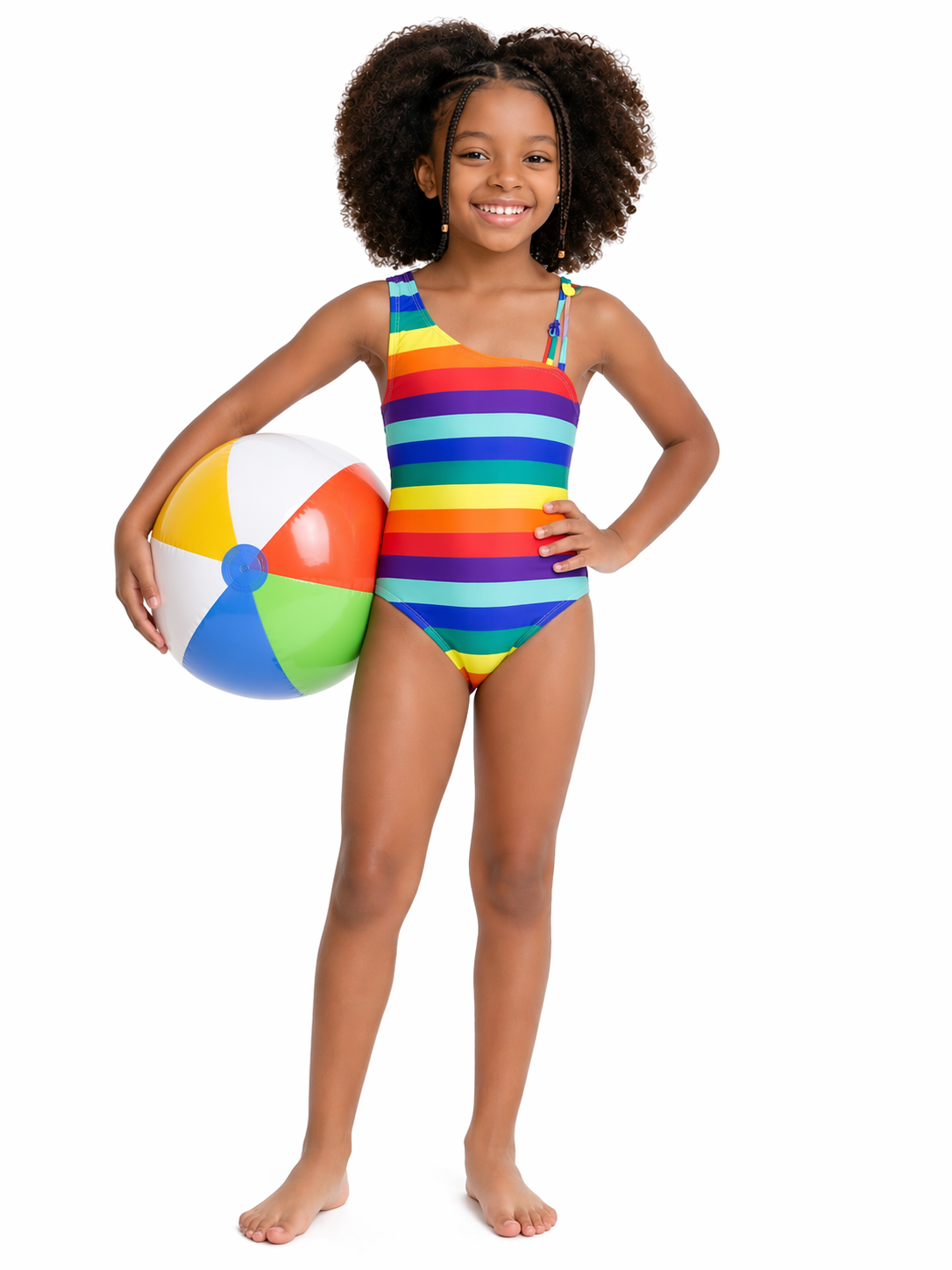 Rainbow Striped One-Piece Swimsuit