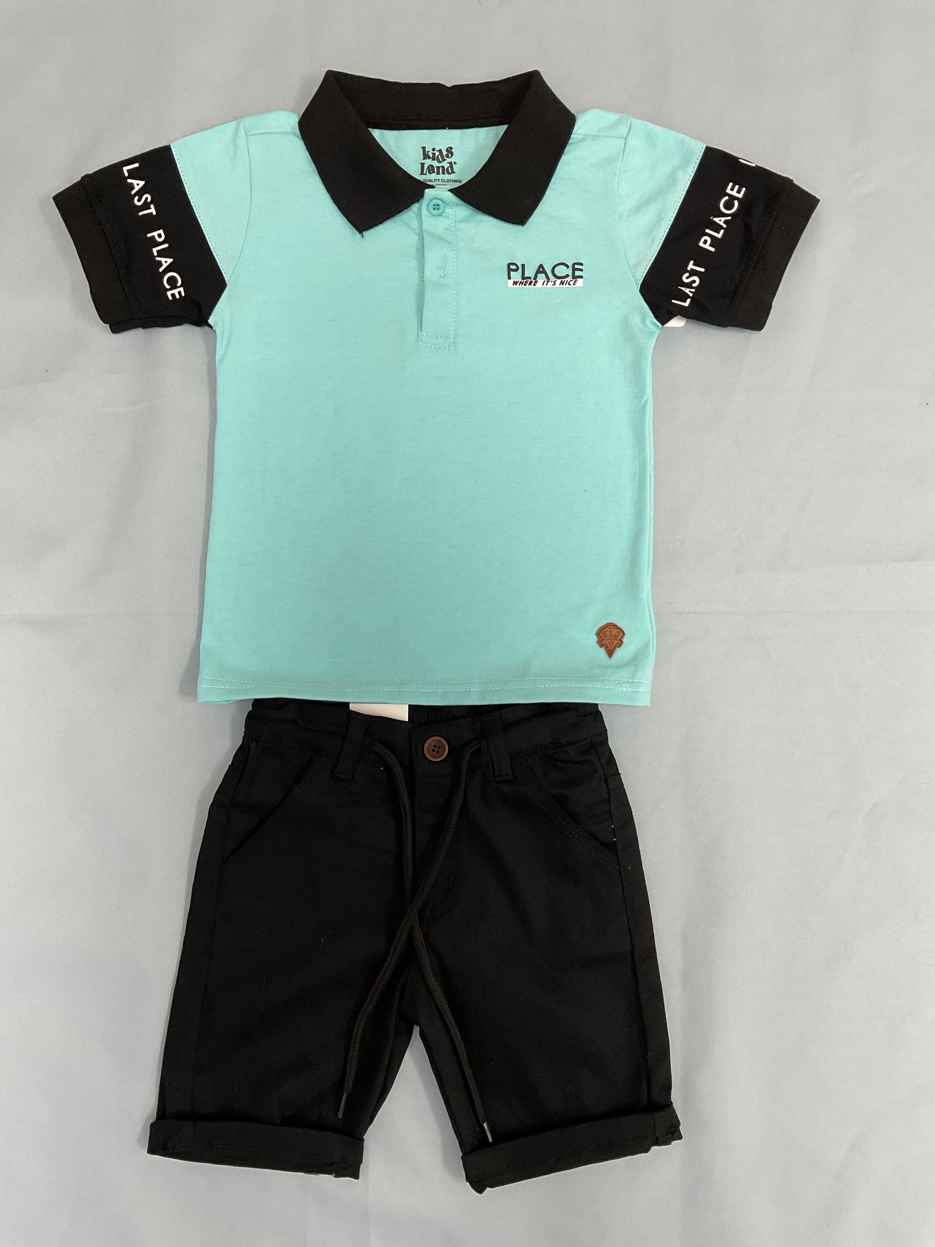 Kids Land Boys Place Polo & Black Shorts Set