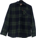 Levi's Boys' Dark Green & Navy Plaid Flannel Shirt