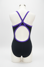 Black & Purple Speedo Swimsuit Ghost Mannequin Back