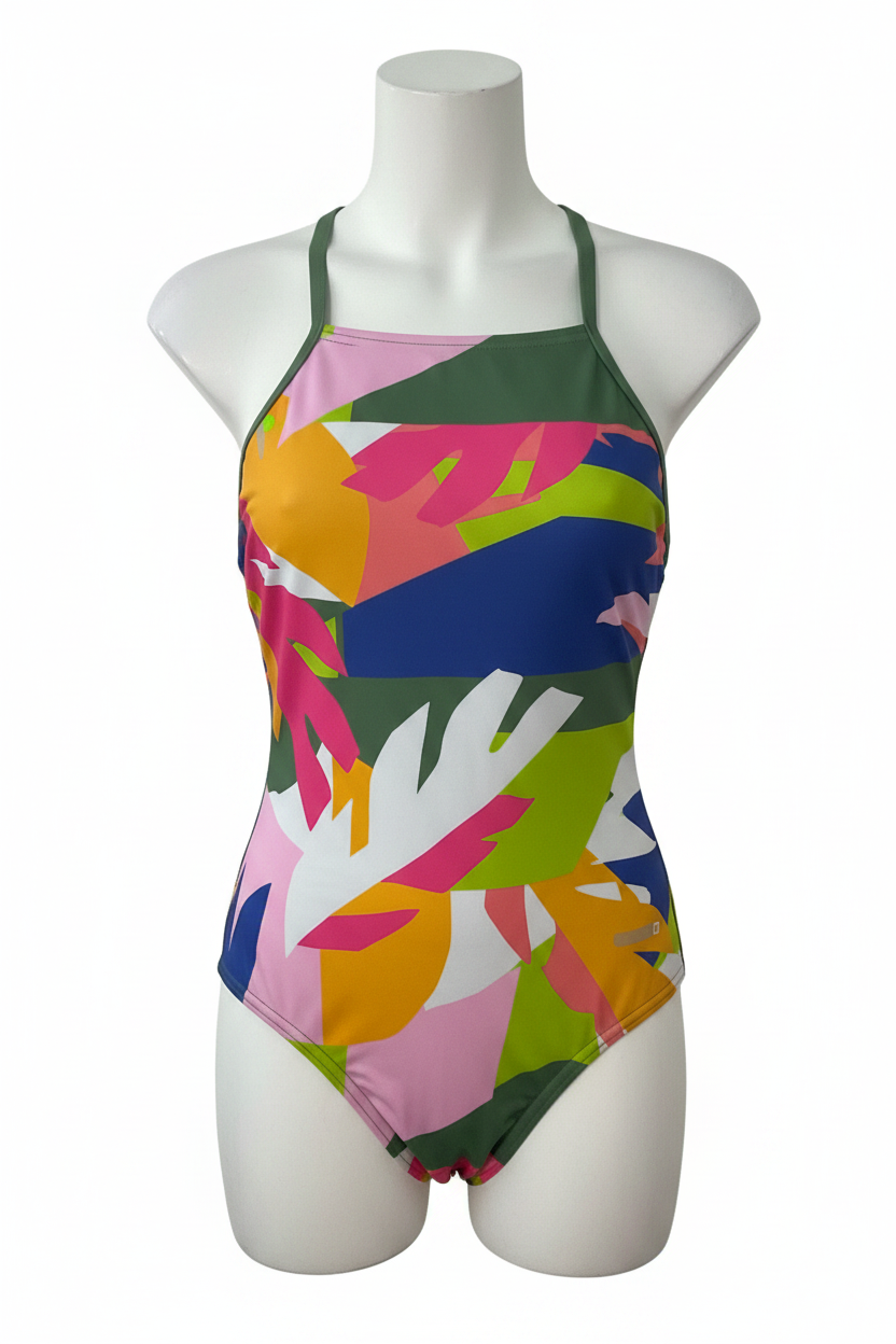 Girls Speedo Tropical Floral Open-Back One-Piece Swimsuit