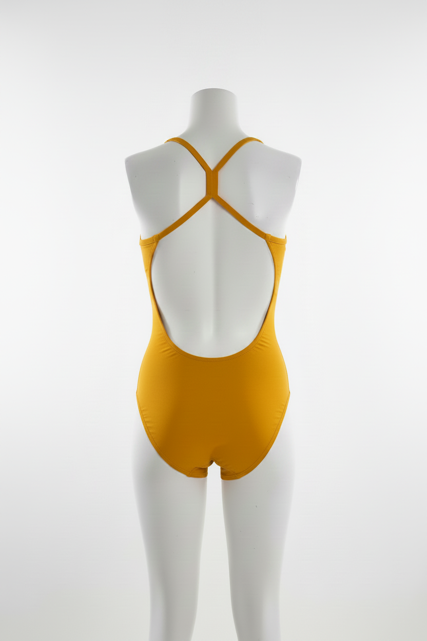 Mustard Swimsuit Back View - White Torso No Legs