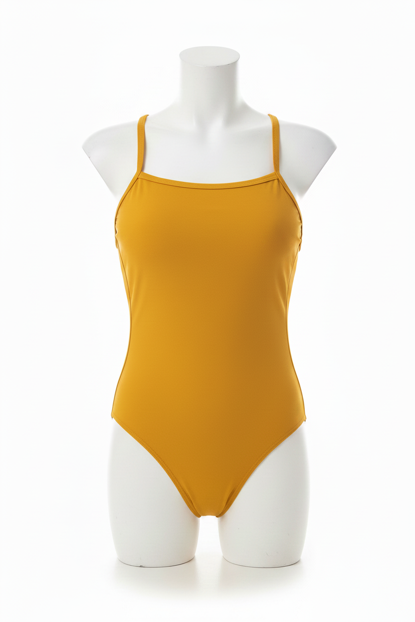 Mustard Swimsuit Front View - All Yellow No Black