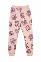 Pink Angel Print Jogger Pants - Lay Flat