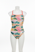 Swimsuit front view on white torso mannequin