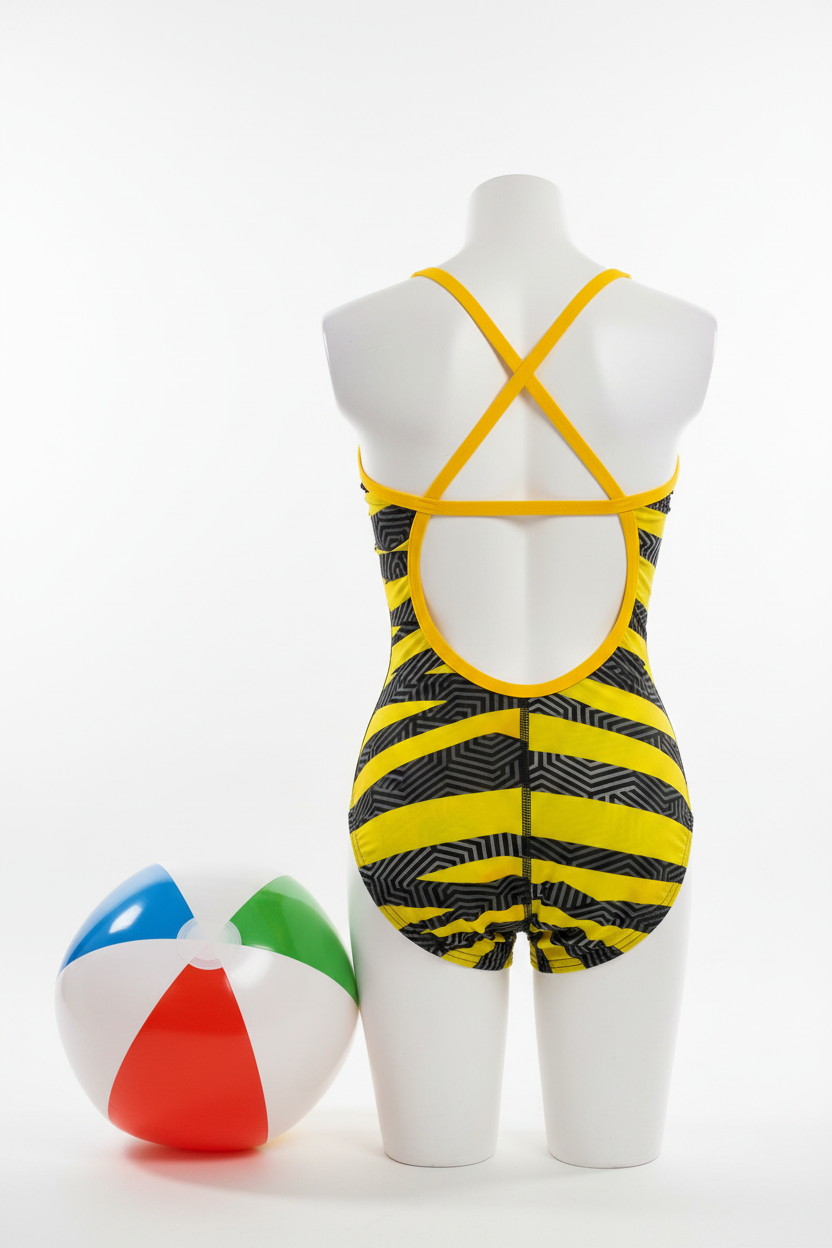 Yellow Black Speedo Swimsuit Ghost Mannequin Back