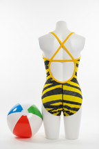 Yellow Black Speedo Swimsuit Ghost Mannequin Back