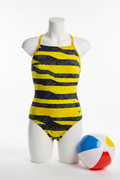 Yellow Black Speedo Swimsuit Ghost Mannequin Front